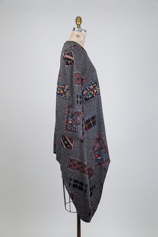 Long tunic with chevron and floral print (S)