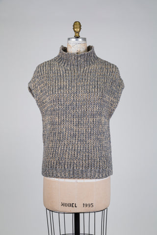 Débardeur en tricot gris chiné doré (4)