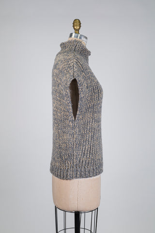 Débardeur en tricot gris chiné doré (4)