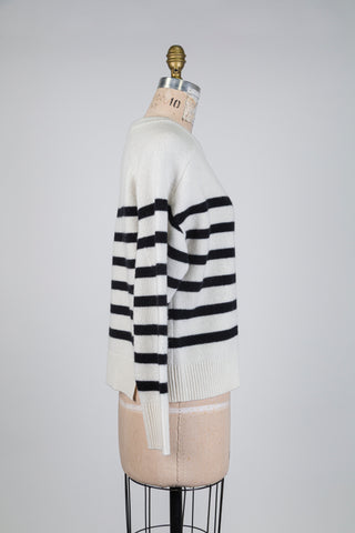 Chandail mérinos crème à rayures noires (6)