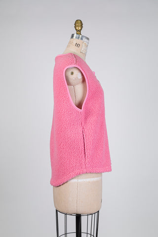 Sleeveless pink sheepskin-effect jacket (S+)
