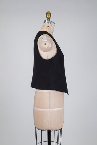 Gilet tailleur noir à boutonnage diagonal (10)