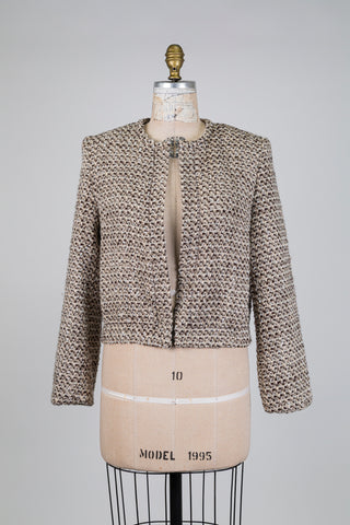 Veste en tweed lumineux beige et brun (4+8)