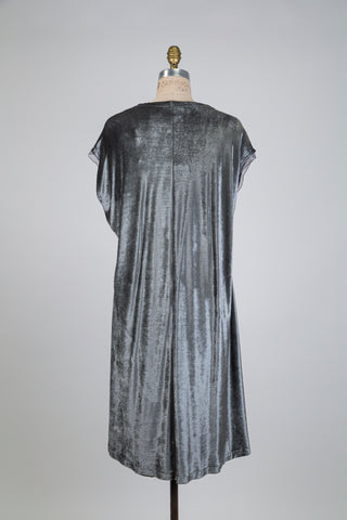 Robe argent en velours à fines rayures pêche (8+10)
