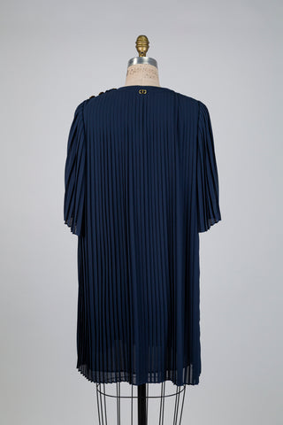 Robe plissée bleue à boutons dorés (8 à 12)