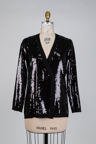 Cardigan noir "full paillettes" (S-M-L)