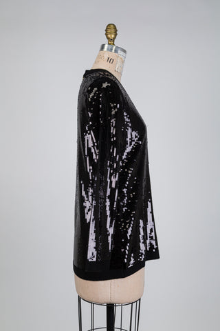 Cardigan noir "full paillettes" (S-M-L)