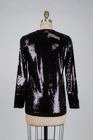Cardigan noir "full paillettes" (S-M-L)