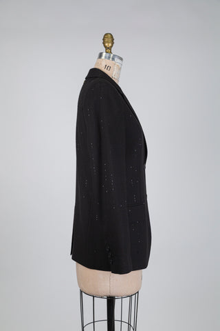 Blazer noir à rayures micro paillettes (4)