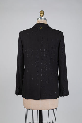 Blazer noir à rayures micro paillettes (4)