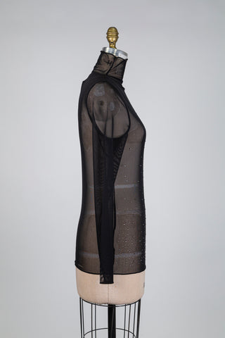 Chandail diaphane noir pluie d'éclats (4-12-14-16)