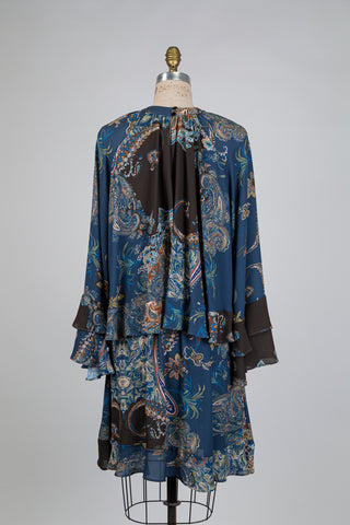 Robe bleue à volants imprimée cachemire (14/16)