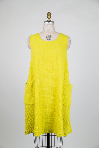 Chartreuse Waffle Cotton Dress (S)