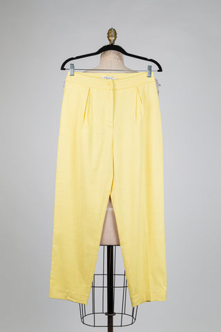 Pantalon tailleur cigarette jaune doux (6)