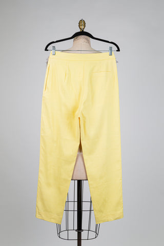 Pantalon tailleur cigarette jaune doux (6)