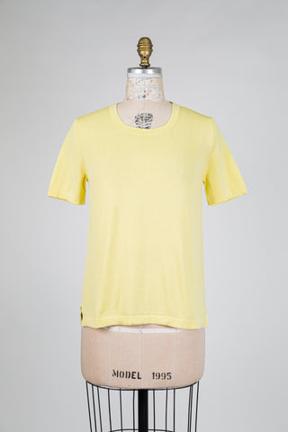 Haut en maille fine jaune pastel (4+6)