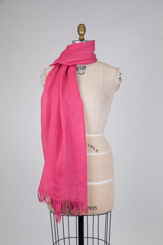 Foulard en lin et soie rose Pompadour (TU)