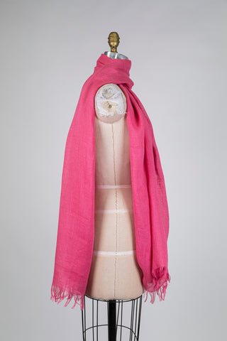 Foulard en lin et soie rose Pompadour (TU)
