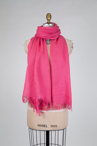 Foulard en lin et soie rose Pompadour (TU)
