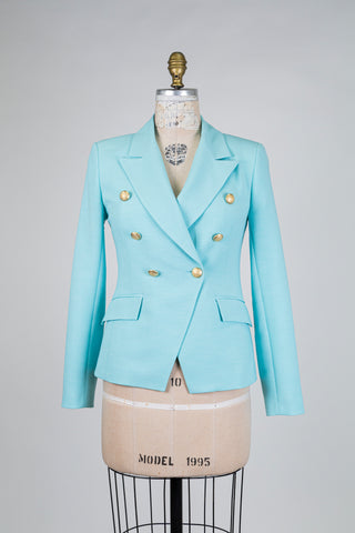 Turquoise blazer with gold button (0)