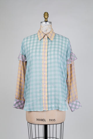 Pastel tartan blouse (S/M+)
