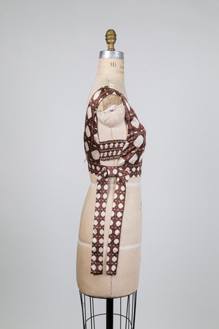 Haut crop satiné à motif choco-crème (XS)