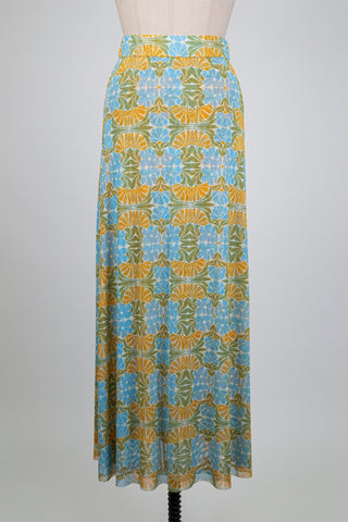 Jupe bleu et jaune imprimé agrumes (S+M)