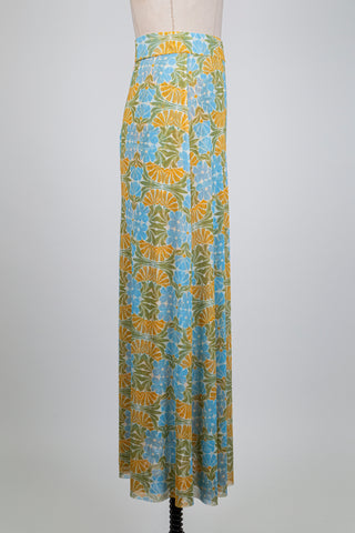 Jupe bleu et jaune imprimé agrumes (S+M)