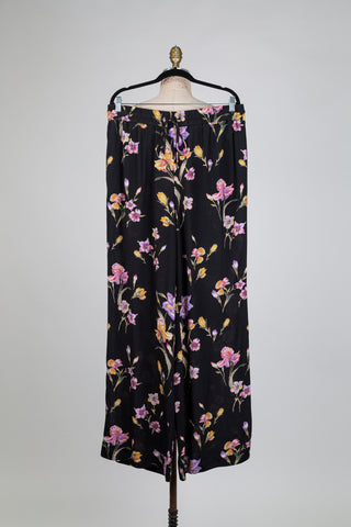 Pantalon palazzo noir à imprimé floral (12-16-18)