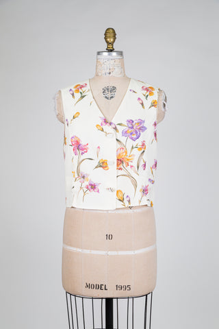 Gilet tailleur crème à imprimé floral (8+10)