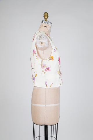 Gilet tailleur crème à imprimé floral (8+10)