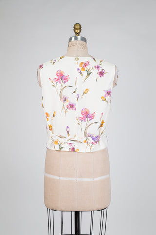 Gilet tailleur crème à imprimé floral (8+10)
