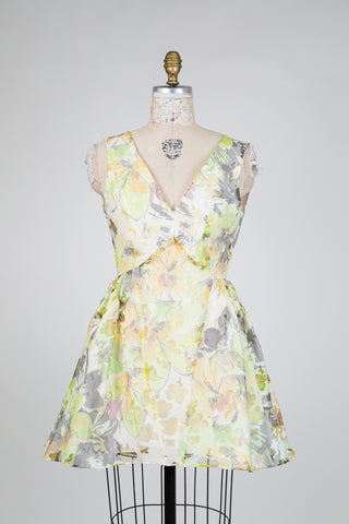 Pastel Floral Cross-Front Dress (XS)