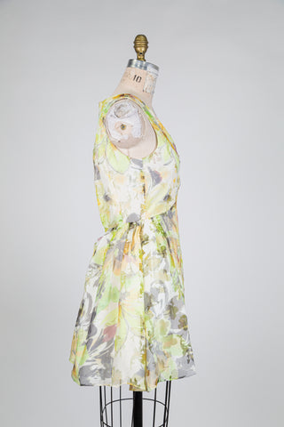 Pastel Floral Cross-Front Dress (XS)