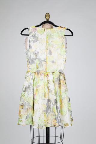 Pastel Floral Cross-Front Dress (XS)