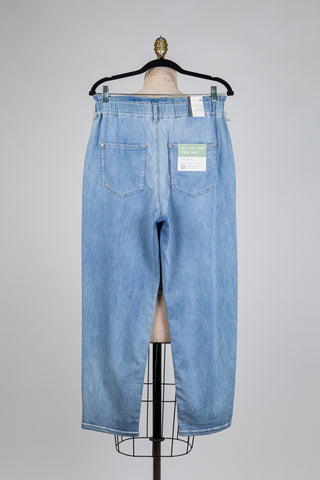 Pantalon en denim délavé à taille froncée (10)