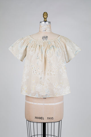 Beige bohemian blouse with embroidery-effect print (6+8)