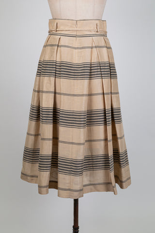Jupe trapèze beige à plis marqués (XS+M)