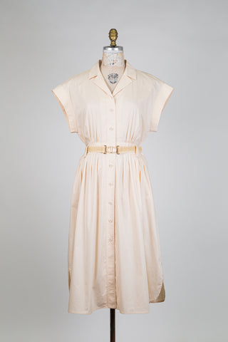 Vanilla shirtdress with a fitted waist (10 to 14)