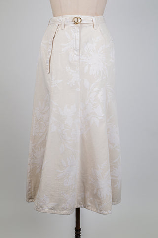 Jupe en denim ivoire floral ton sur ton (4 à 8)