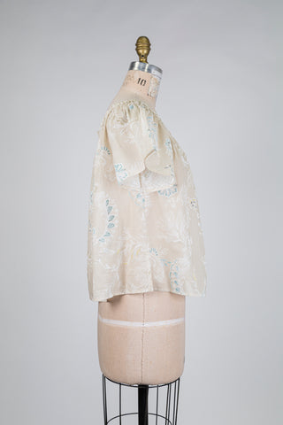 Beige bohemian blouse with embroidery-effect print (6+8)