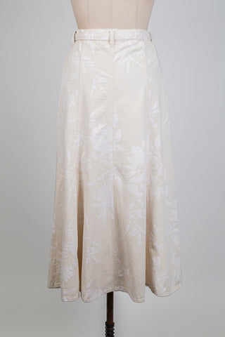 Floral tone-on-tone ivory denim skirt (4 to 8)