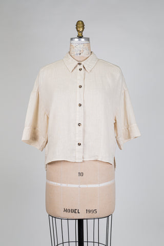 Light beige loose linen blouse (6+10)