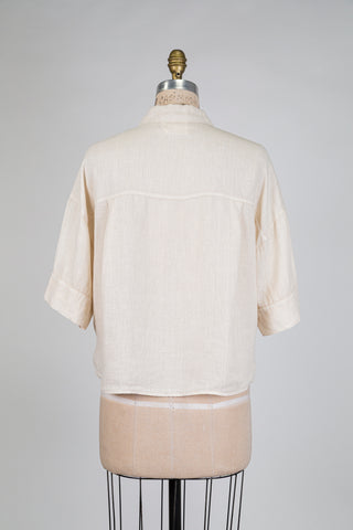 Light beige loose linen blouse (6+10)