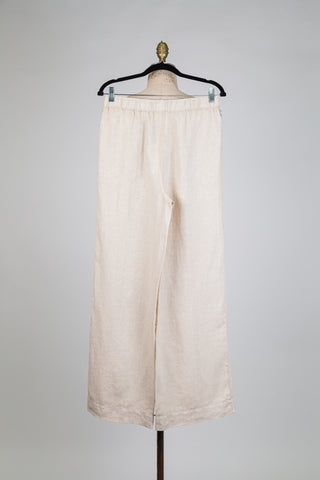 Wide-leg beige linen trousers (6-10-12)