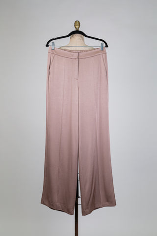 Taupe satin fluid trousers (8+12)