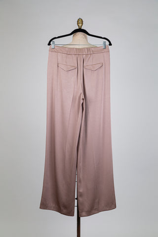 Taupe satin fluid trousers (8+12)