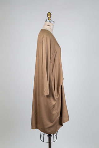 Flowing coffee trapeze dress (10+)