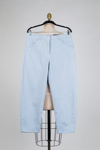 Pantalon denim coupe ballon bleu poudré (10+14)