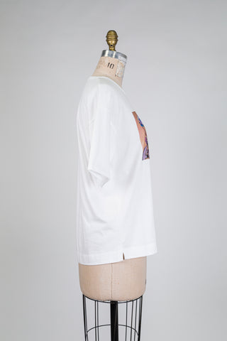 White T-shirt with floral print (8+14)